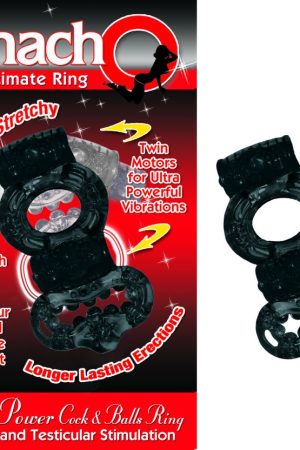 DOUBLE POWER COCK & BALLS RING BLACK