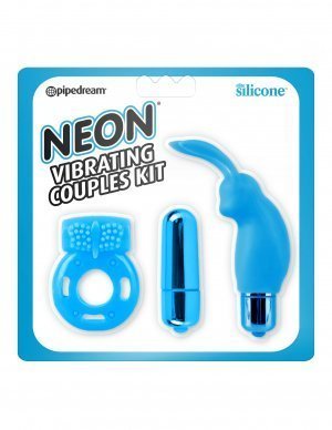 NEON VIBRATING COUPLES KIT BLUE