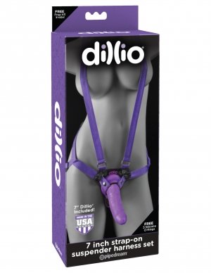 DILLIO 7 STRAP ON SUSPENDER HARNESS SET PURPLE "