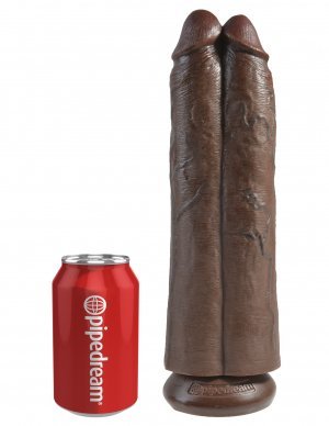 KING COCK 11 IN TWO COCKS ONE HOLE BROWN