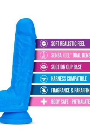 Neo 9in Dual Density Dildo Neon Blue