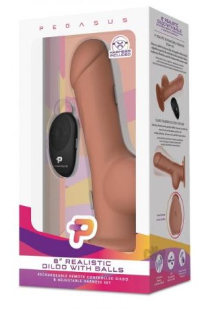 Remote Dildo W/balls Harness 8 Brown