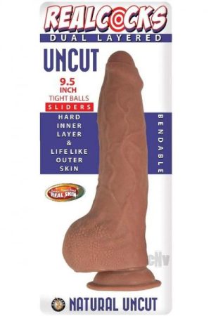 Realcocks Dual Layer Uncut Balls 9.5 Brn