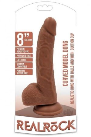 Realrock Curved Dildo W/balls 8 Tan