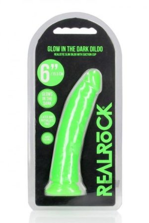 Realrock Slim Dildo 6 Gitd Green