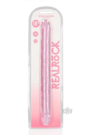 Realrock Crystal Clear Dbl Dong 18 Pnk