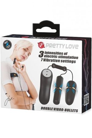 Pretty Love Double Vibro Bullets W/electrostim - Black