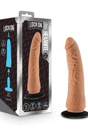 Blush Lock On 7.5" Hexanite Dildo W/suction Cup Adapter - Mocha