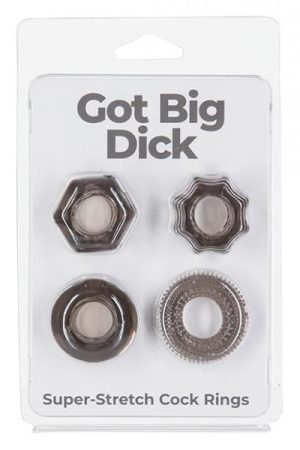Got Big Dick 4 Pack Cock Rings - Black