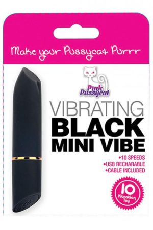 Pink Pussycat Vibrating Mini Vibe - Black