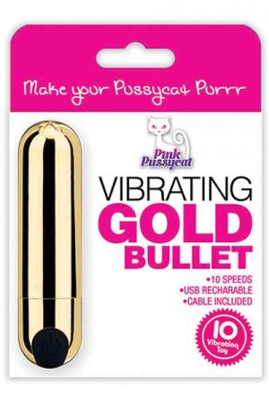 Pink Pussycat Vibrating Bullet - Gold