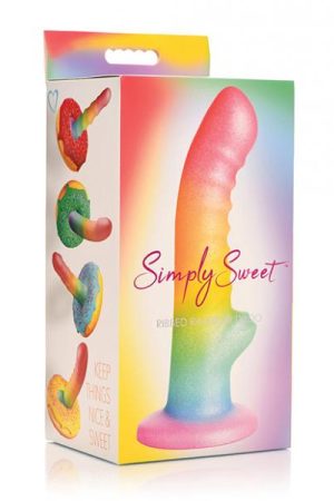 Curve Toys Simply Sweet 6.5" Ribbed Rainbow Dildo