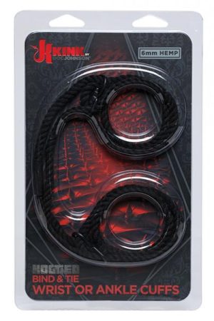 Kink Hogtied - Bind & Tie Wrist Or Ankle Cuffs -  6 Mm Hemp -black