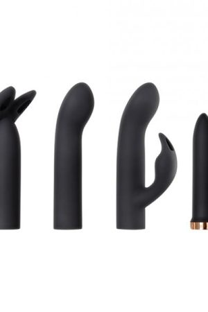 Four Play Set Black Bullet Vibrator with 3 Sleeves