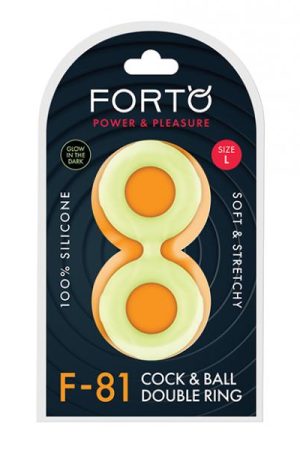 Forto F-81 51mm Double Ring Liquid Silicone Cock Ring - Glow In The Dark