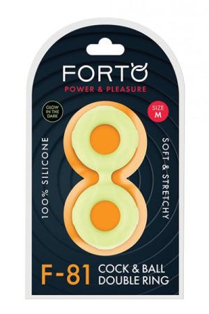 Forto F-81 47mm Double Ring Liquid Silicone Cock Ring - Glow In The Dark