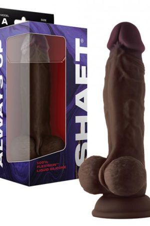 Shaft Model A Flexskin Liquid Silicone 9.5" Dong W/balls - Mahogany