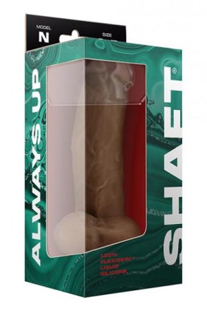 Shaft Model N Flexskin Liquid Silicone 8.5" Side Curve Dong W/balls - Oak