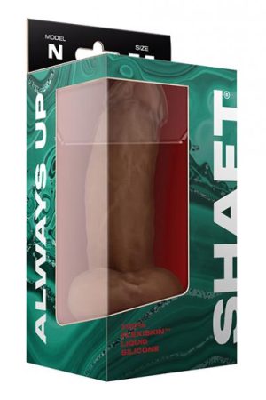 Shaft Model N Flexskin Liquid Silicone 7.5" Side Curve Dong W/balls - Oak