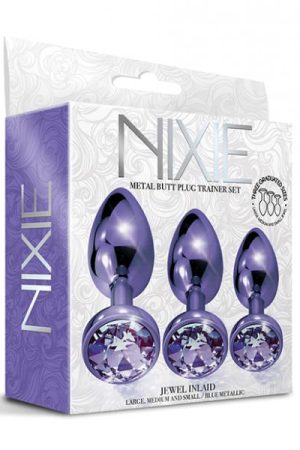 Nixie Metal Butt Plug Trainer Set W/inlaid Jewel - Purple Metallic