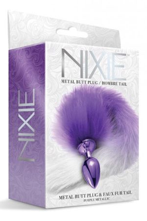 Nixie Metal Butt Plug W/faux Fur Tail - Purple Metallic