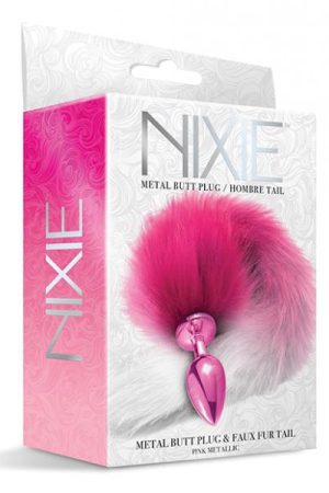 Nixie Metal Butt Plug W/faux Fur Tail - Pink Metallic