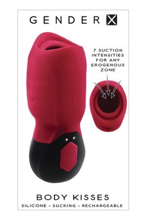 Gender X Body Kisses Vibrating Suction Massager - Red/black