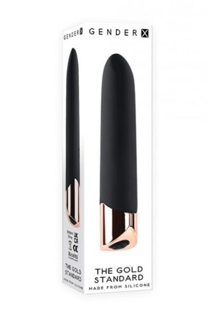 Gender X The Gold Standard Rechargeable Silicone Bullet - Black/rose Gold