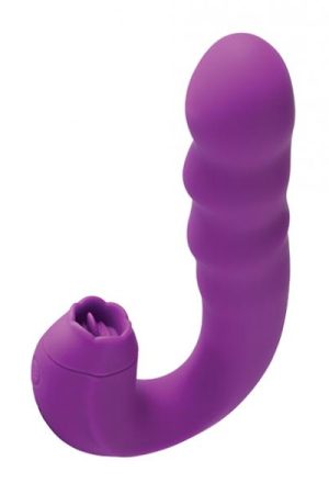 Lilian G-spot Vibrator W/rotating Head & Vibrating Tongue - Purple