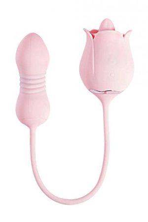 Fiona Plus Rose Clit Licking Stimulator & Thrusting Egg - Pink
