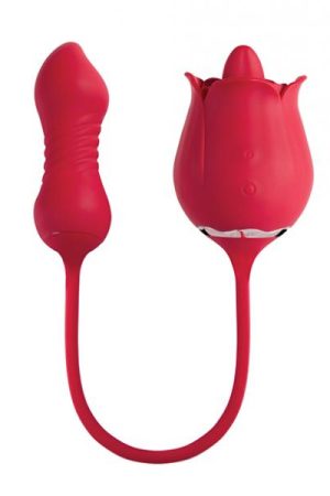 Fiona Plus Rose Clit Licking Stimulator & Thrusting Egg - Red
