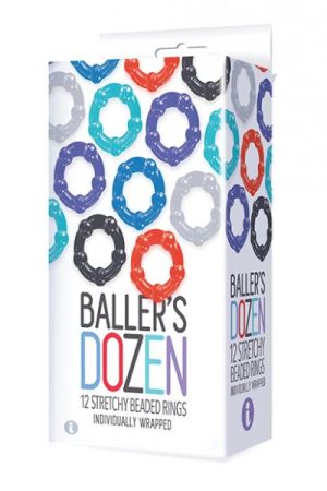 The 9's Baller's Dozen Beaded 12pc Cockring Set - Asst. Colors