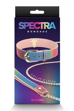 Spectra Bondage Collar & Leash - Rainbow