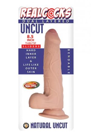 Realcocks Dual Layered Uncut Sliders 8.5" Thin Tip - White
