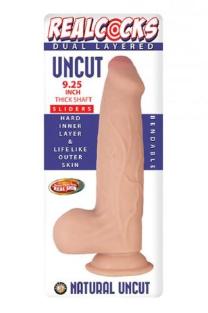 Realcocks Dual Layered Uncut Sliders 9.25" Thick Shaft - White