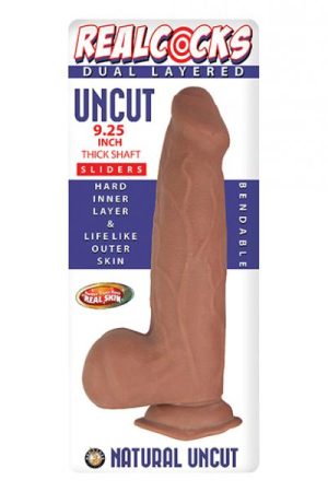Realcocks Dual Layered Uncut Sliders 9.25" Thick Shaft - Brown