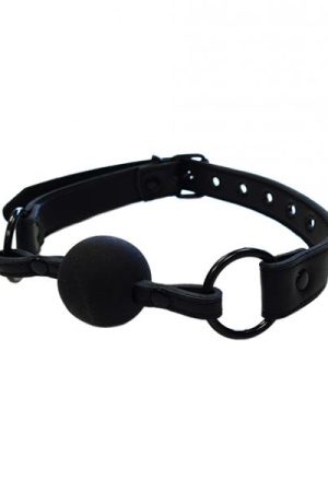 Rouge Leather Ball Gag - Black With Black