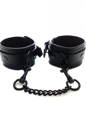 Rouge Leather Ankle Cuffs - Black With Black
