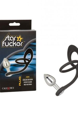 Star Fucker Mini Gem Plug W/silicone Enhancer - Black