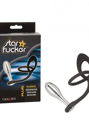 Star Fucker Teardrop Gem Plug W/silicone Enhancer - Black