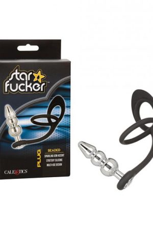 Star Fucker Beaded Gem Plug W/silicone Enhancer - Black