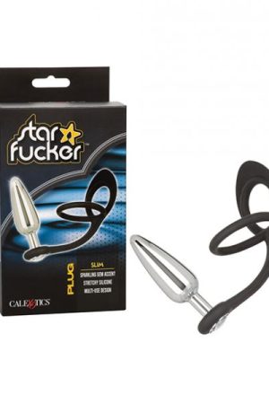 Star Fucker Slim Gem Plug W/silicone Enhancer - Black