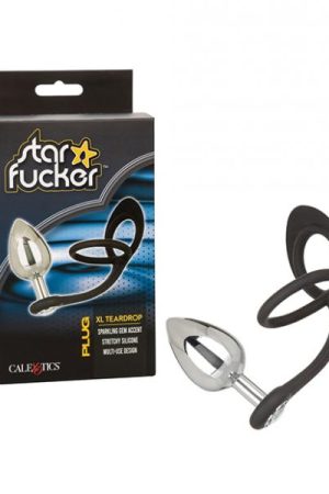 Star Fucker Xl Teardrop Gem Plug W/silicone Enhancer - Black