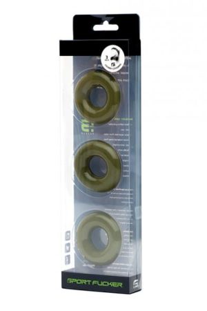 Sport Fucker Chubby Cockring Pack Of 3 - Army Green