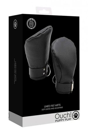 Shots Ouch Puppy Play Lined Fist Mitts - Black