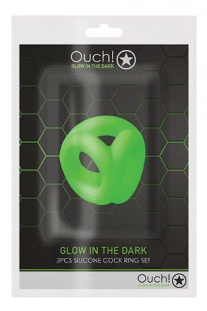 Shots Ouch Cock Ring & Ball Strap - Glow In The Dark