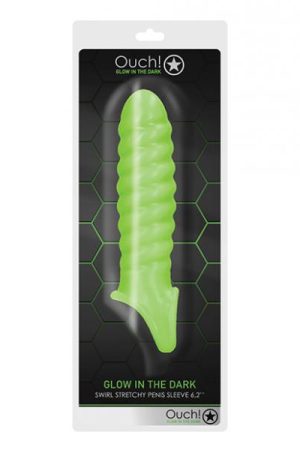 Shots Ouch Swirl Stretchy Penis Sleeve - Glow In The Dark