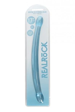 Shots Realrock Crystal Clear 17" Double Dildo  - Blue