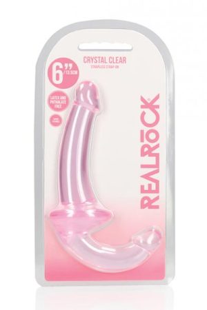 Shots Realrock Crystal Clear 6" Strapless Strap-on - Pink