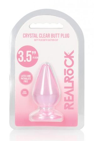 Shots Realrock Crystal Clear 3.5" Anal Plug - Pink